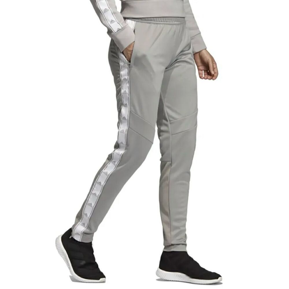 Adidas Women's Tiro 19 Training Pants White Gray Slim Fit Zip Ankle Size XL